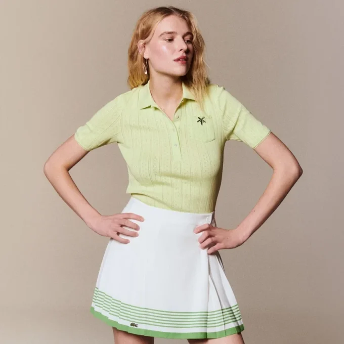 Polo da donna Slim Fit Pointelle con marchio L.12.12