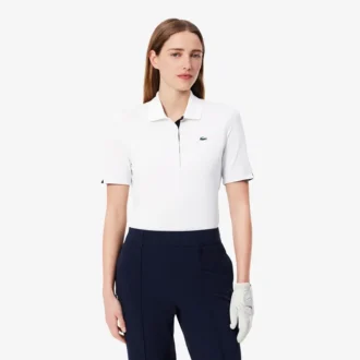Polo da golf elasticizzata slim fit con protezione UV da donna