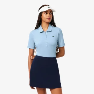 Polo da golf elasticizzata slim fit con protezione UV da donna