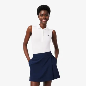 Polo da golf elasticizzata slim fit con protezione UV da donna