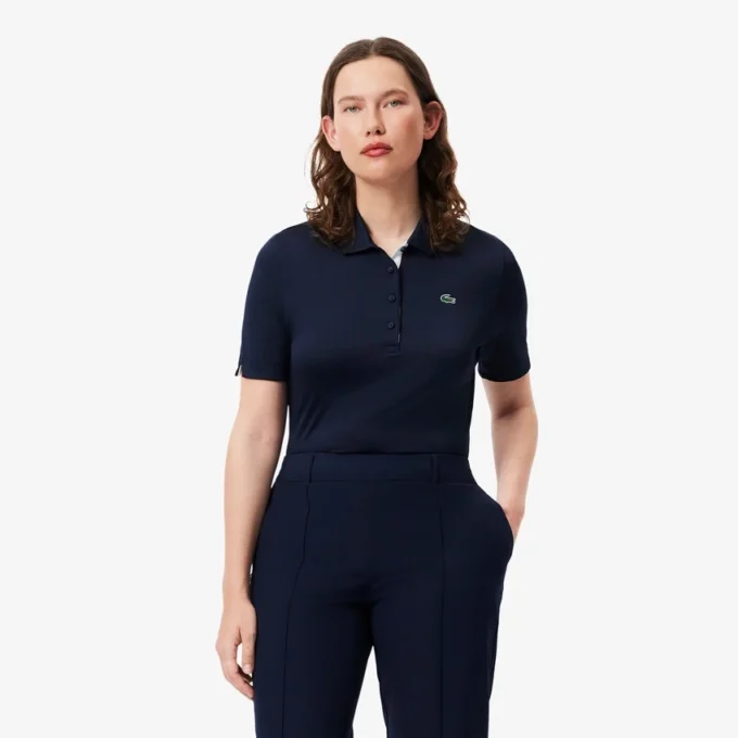 Polo da golf elasticizzata slim fit con protezione UV da donna Polo da golf elasticizzata slim fit con protezione UV da donna