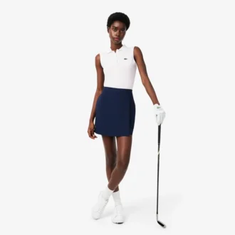 Polo da golf elasticizzata slim fit con protezione UV da donna