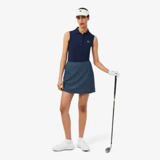 Polo da golf elasticizzata slim fit con protezione UV da donna