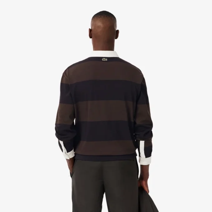 Polo da rugby a righe da uomo con vestibilità comoda Polo da rugby a righe da uomo con vestibilità comoda