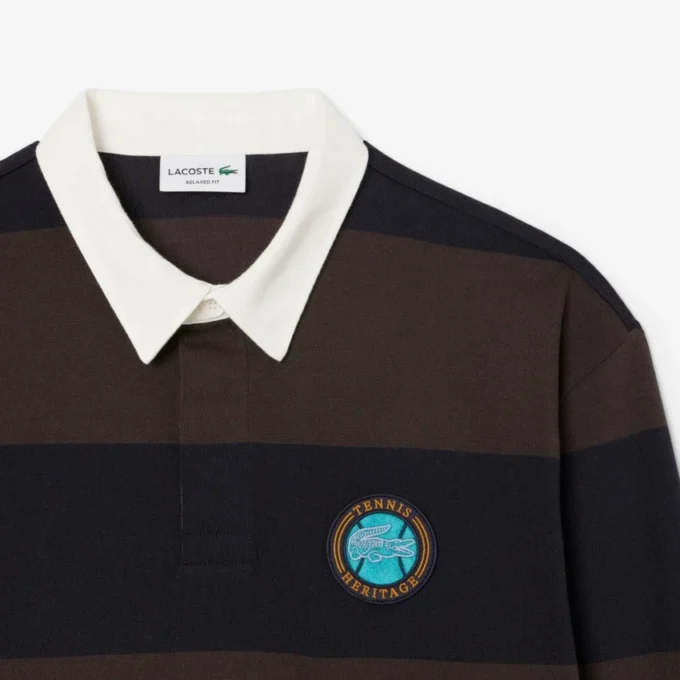 Polo da rugby a righe da uomo con vestibilità comoda Polo da rugby a righe da uomo con vestibilità comoda
