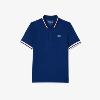 Polo da tennis da donna con colletto a righe e protezione UV