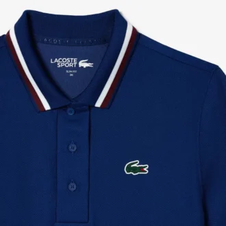 Polo da tennis da donna con colletto a righe e protezione UV