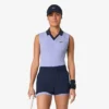 Polo da tennis da donna senza maniche in maglia elasticizzata Polo da tennis da donna senza maniche in maglia elasticizzata