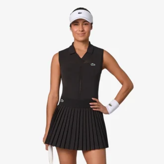 Polo da tennis da donna senza maniche in maglia elasticizzata