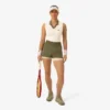 Polo da tennis da donna senza maniche in maglia elasticizzata Polo da tennis da donna senza maniche in maglia elasticizzata