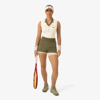 Polo da tennis da donna senza maniche in maglia elasticizzata