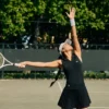 Polo da tennis da donna senza maniche in maglia elasticizzata Polo da tennis da donna senza maniche in maglia elasticizzata