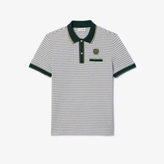 Polo da uomo a righe in mini piqué, vestibilità regolare