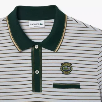 Polo da uomo a righe in mini piqué, vestibilità regolare