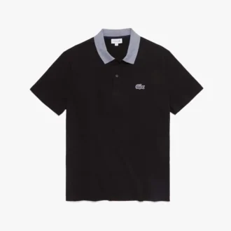 Polo da uomo in cotone con collo a contrasto