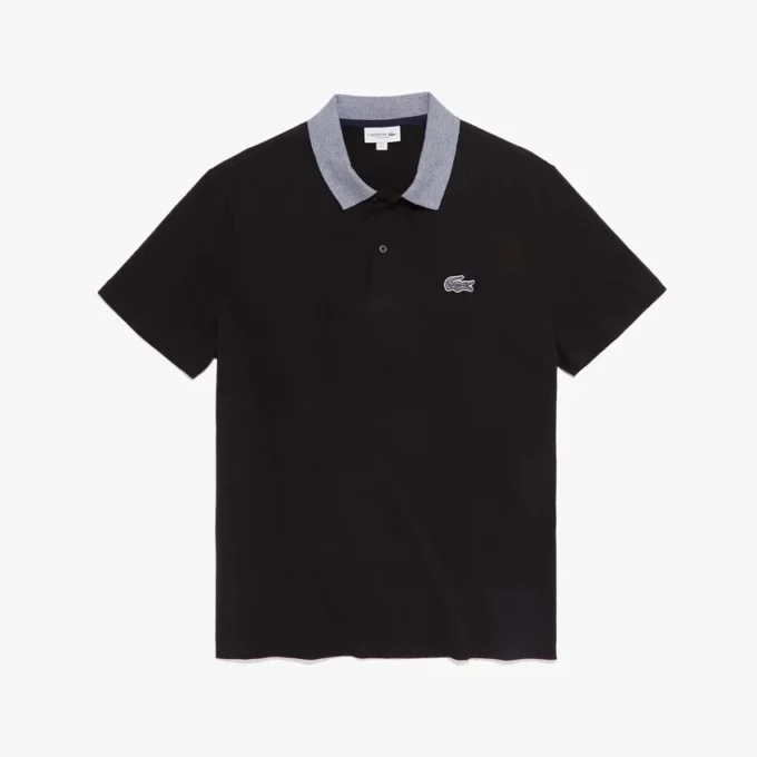 Polo da uomo in cotone con collo a contrasto