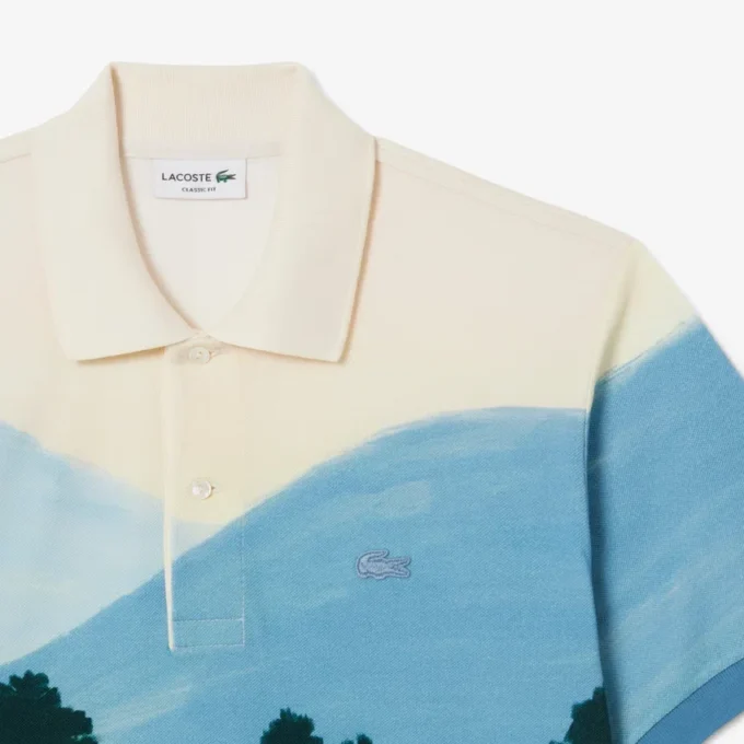 Polo da uomo in petit piqué stampato, vestibilità classica Polo da uomo in petit piqué stampato, vestibilità classica