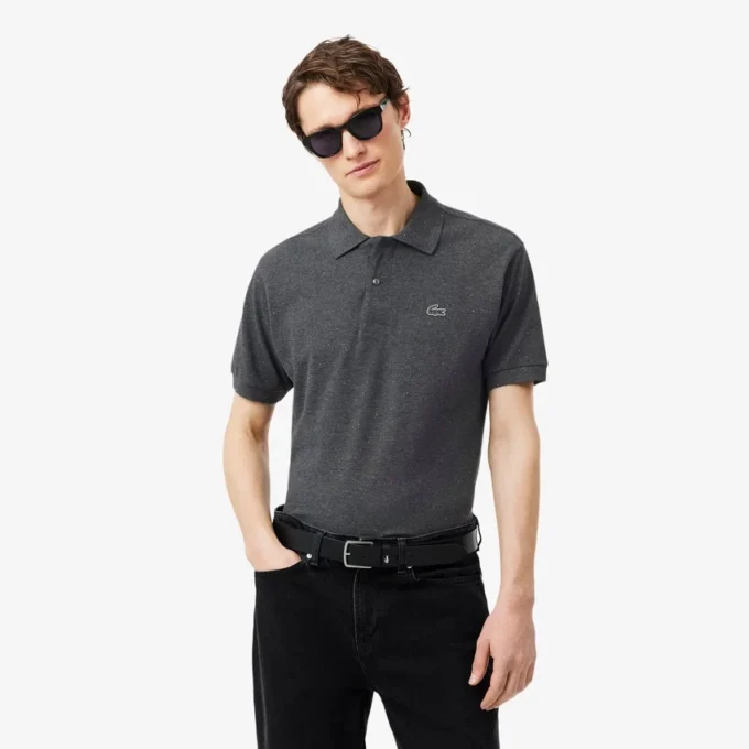 Polo da uomo in piqué melange con vestibilità classica Polo da uomo in piqué melange con vestibilità classica