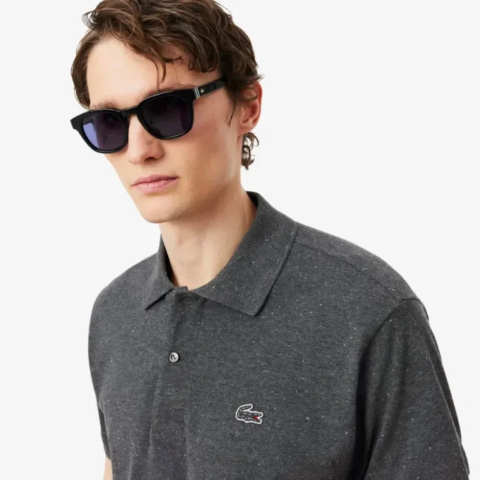 Polo da uomo in piqué melange con vestibilità classica Polo da uomo in piqué melange con vestibilità classica