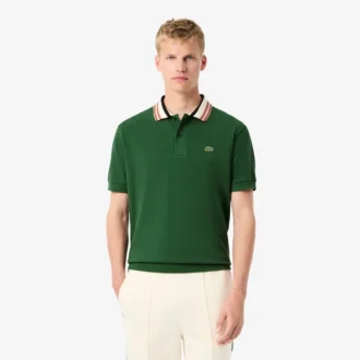 Polo da uomo Made in France con colletto a righe e vestibilità classica