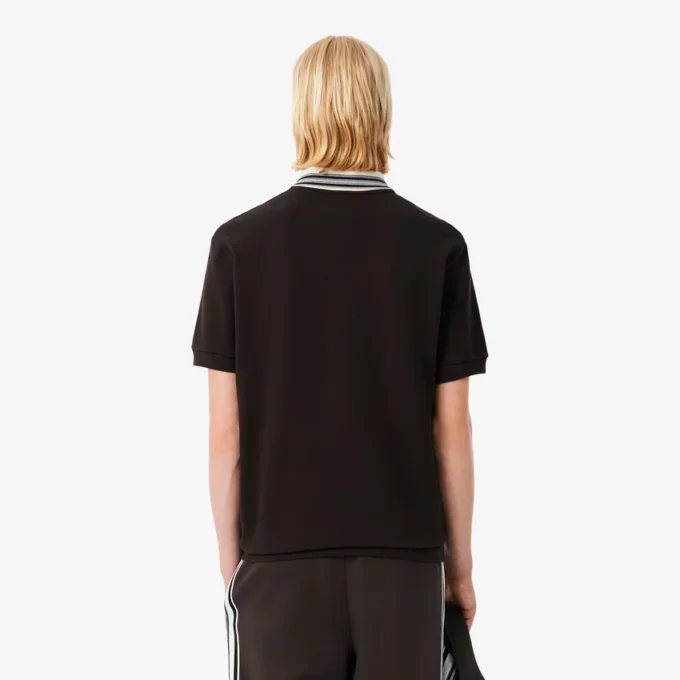 Polo da uomo Made in France con colletto a righe e vestibilità classica Polo da uomo Made in France con colletto a righe e vestibilità classica