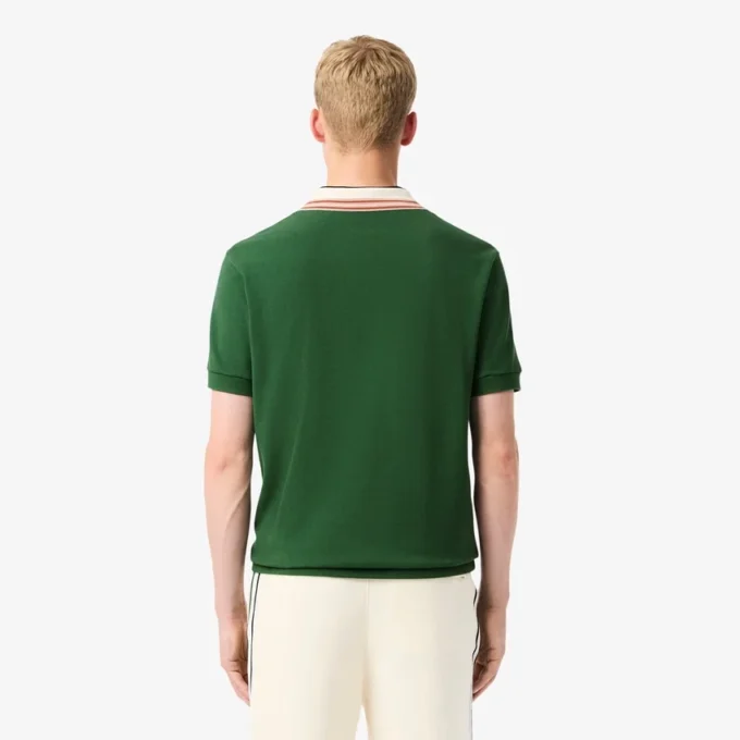 Polo da uomo Made in France con colletto a righe e vestibilità classica Polo da uomo Made in France con colletto a righe e vestibilità classica
