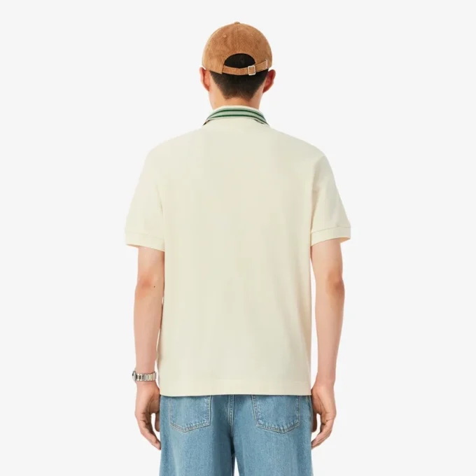 Polo da uomo Made in France con colletto a righe e vestibilità classica Polo da uomo Made in France con colletto a righe e vestibilità classica