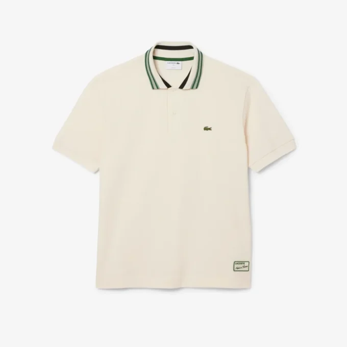 Polo da uomo Made in France con colletto a righe e vestibilità classica Polo da uomo Made in France con colletto a righe e vestibilità classica