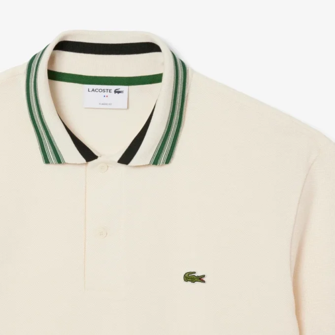 Polo da uomo Made in France con colletto a righe e vestibilità classica Polo da uomo Made in France con colletto a righe e vestibilità classica