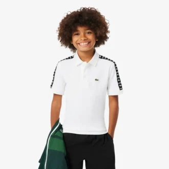 Polo in cotone Pima con strisce del marchio