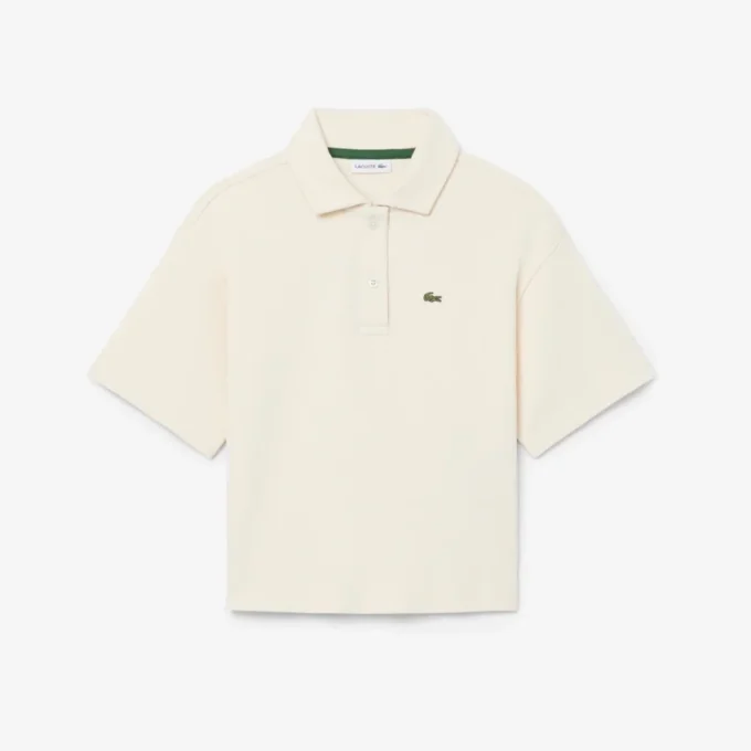 Polo oversize in piqué da bambina
