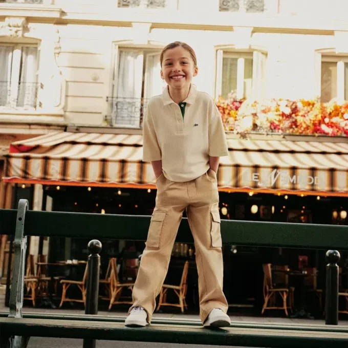 Polo oversize in piqué da bambina