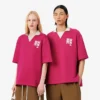Polo oversize in raso con badge Runway