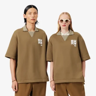 Polo oversize in raso con badge Runway