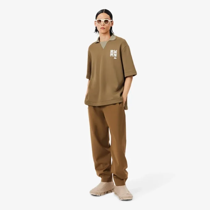 Polo oversize in raso con badge Runway