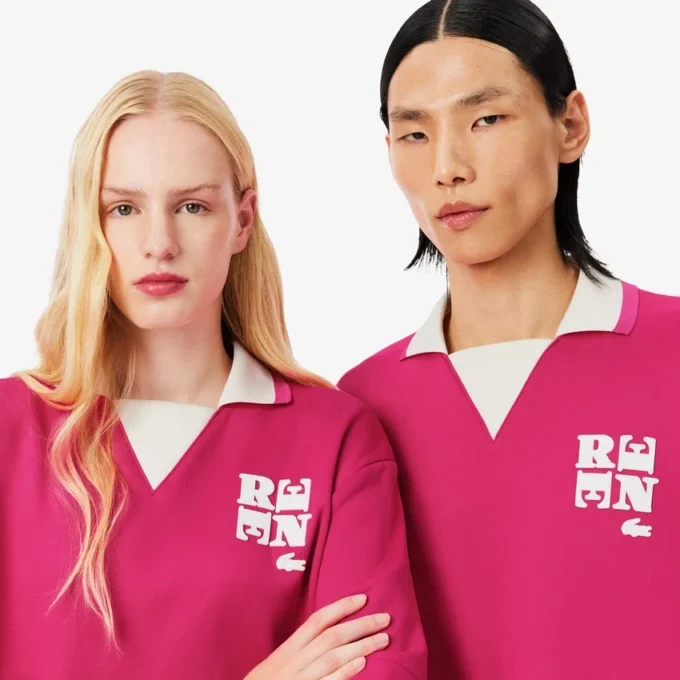 Polo oversize in raso con badge Runway