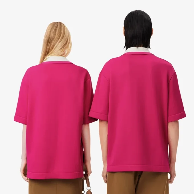 Polo oversize in raso con badge Runway