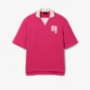 Polo oversize in raso con badge Runway