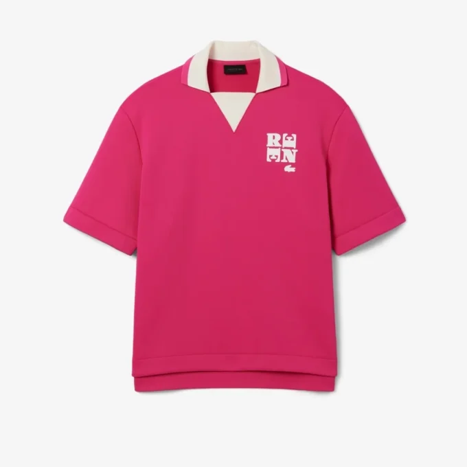 Polo oversize in raso con badge Runway