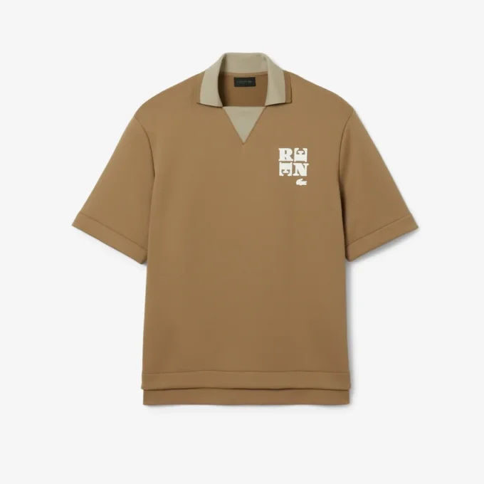Polo oversize in raso con badge Runway