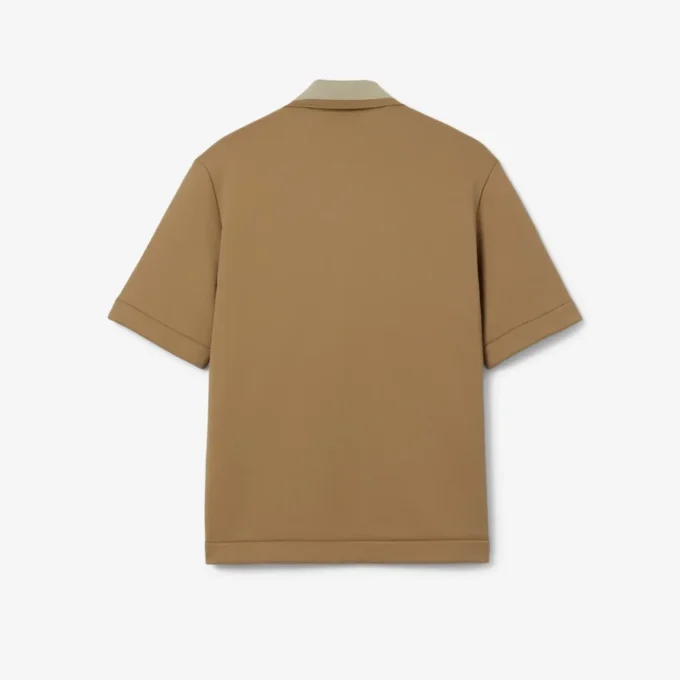 Polo oversize in raso con badge Runway