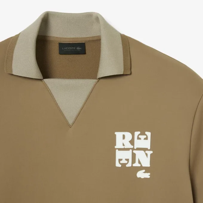 Polo oversize in raso con badge Runway