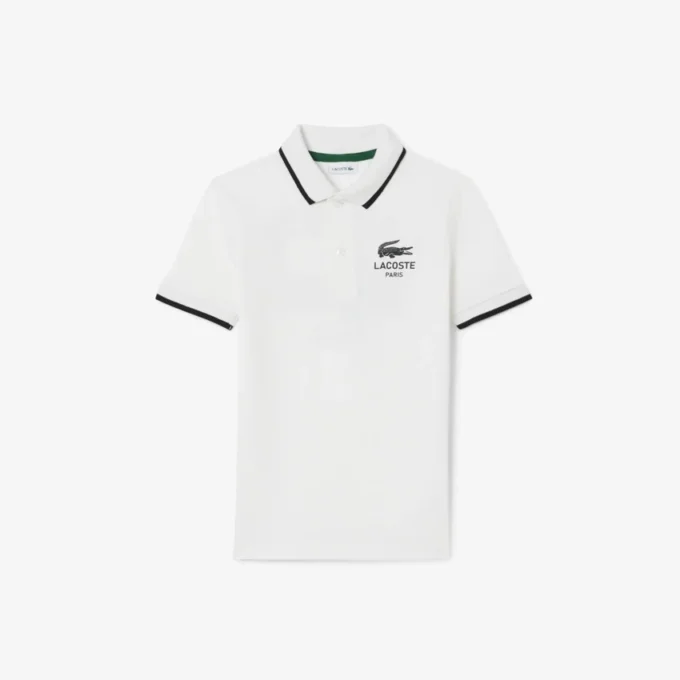 Polo Petit Piqua con colletto a righe da bambino Polo Petit Piqua con colletto a righe da bambino