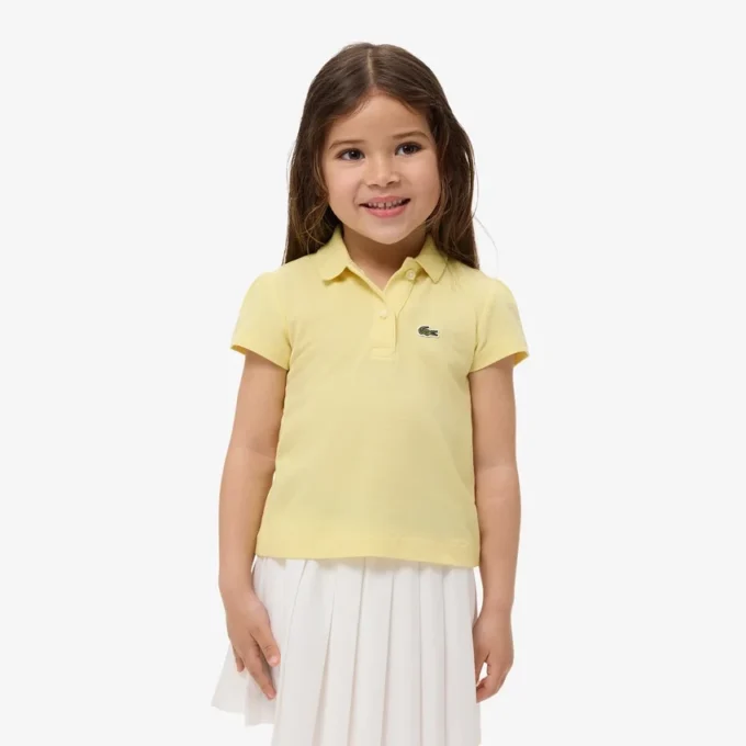 Polo Piqua con collo smerlato da bambina