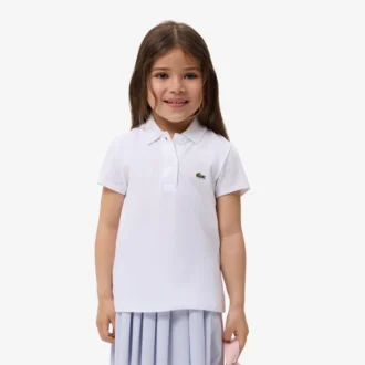 Polo Piqua con collo smerlato da bambina