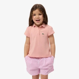 Polo Piqua con collo smerlato da bambina