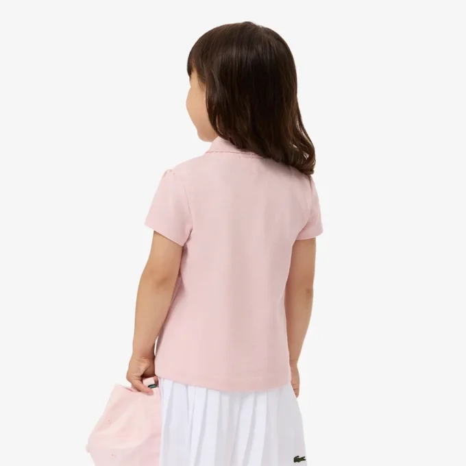 Polo Piqua con collo smerlato da bambina