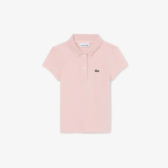 Polo Piqua con collo smerlato da bambina