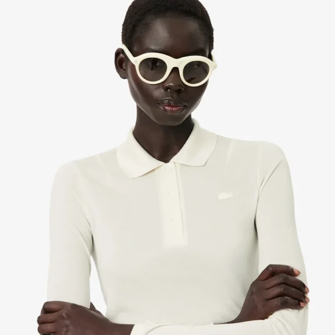 Polo slim fit con maniche lunghe in seta Runway Polo slim fit con maniche lunghe in seta Runway