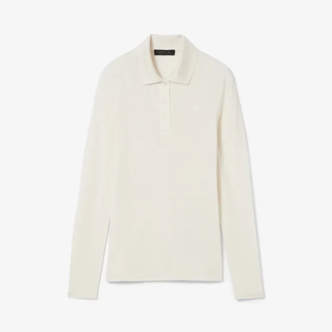 Polo slim fit con maniche lunghe in seta Runway Polo slim fit con maniche lunghe in seta Runway
